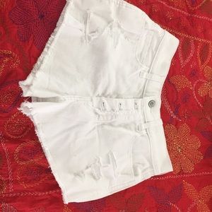 white high rise shorts